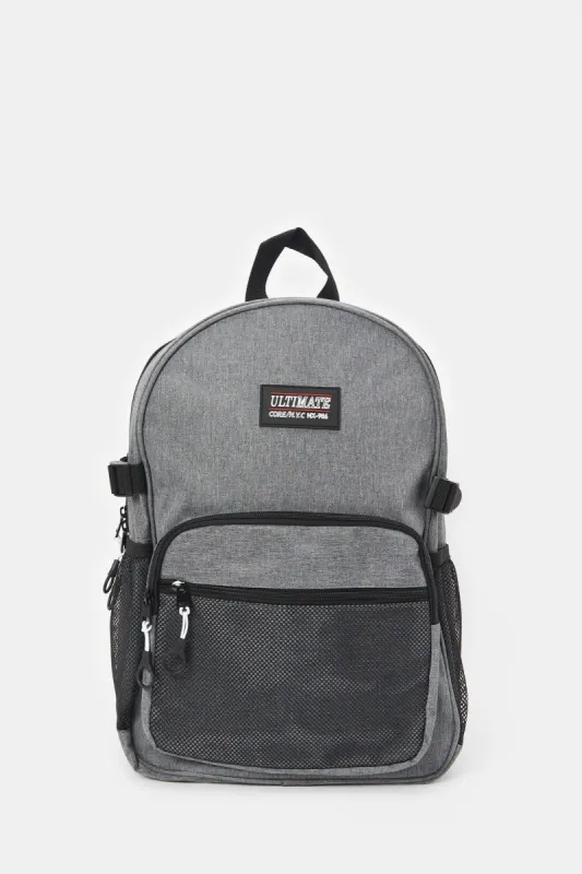 Men Grey And Black Printed Backpack sold by Redtag