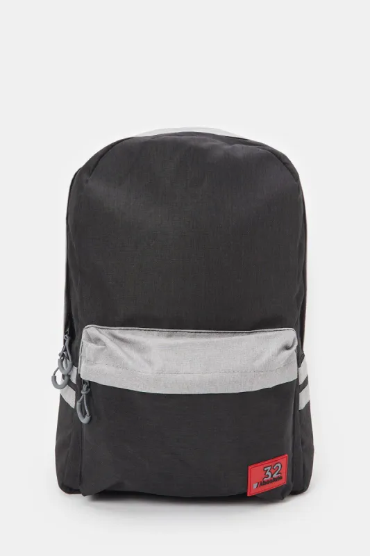 Men Black & Grey Printed Backpack sold by Redtag