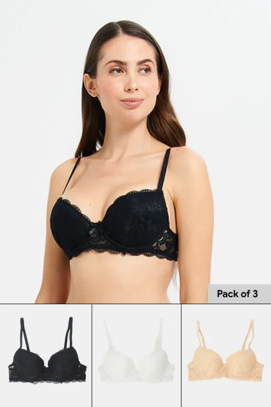Women Assorted Plunge Bra Set (Pack of 3) sold by Redtag