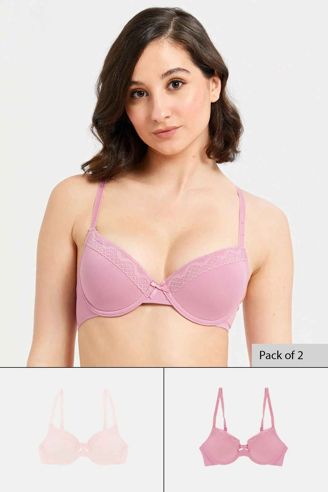 Women Ivory And Pink T-Shirt Bra Set (Pack of 2) sold by Redtag product image thumbnail 4