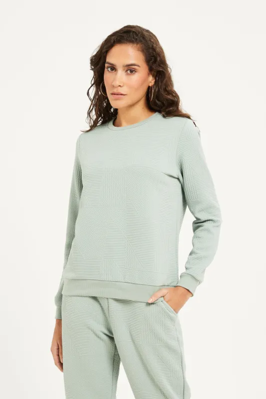 Women Grey Quilted Sweatshirt sold by Redtag