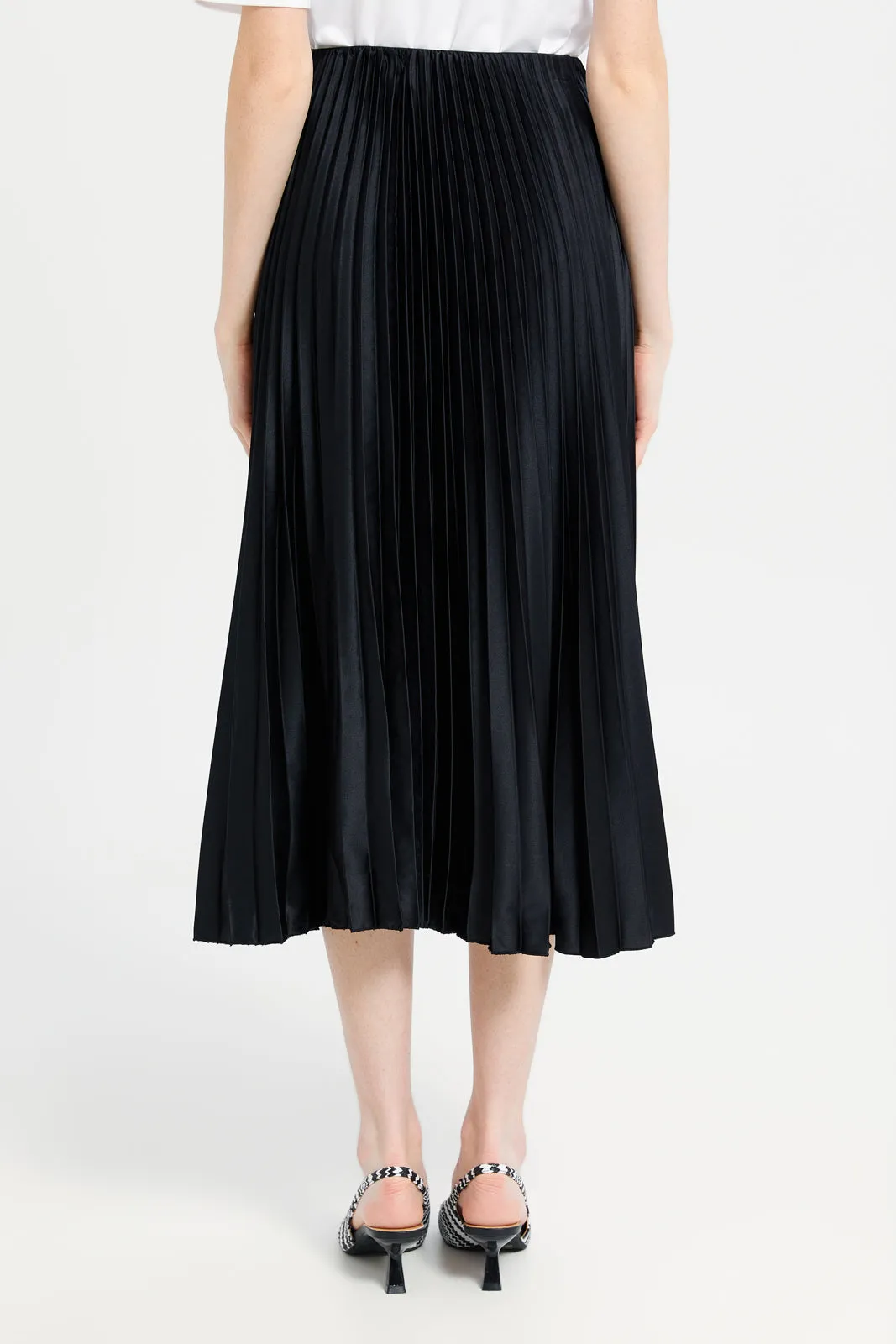 Women Black Satin Pleated Skirt sold by Redtag product image thumbnail 3