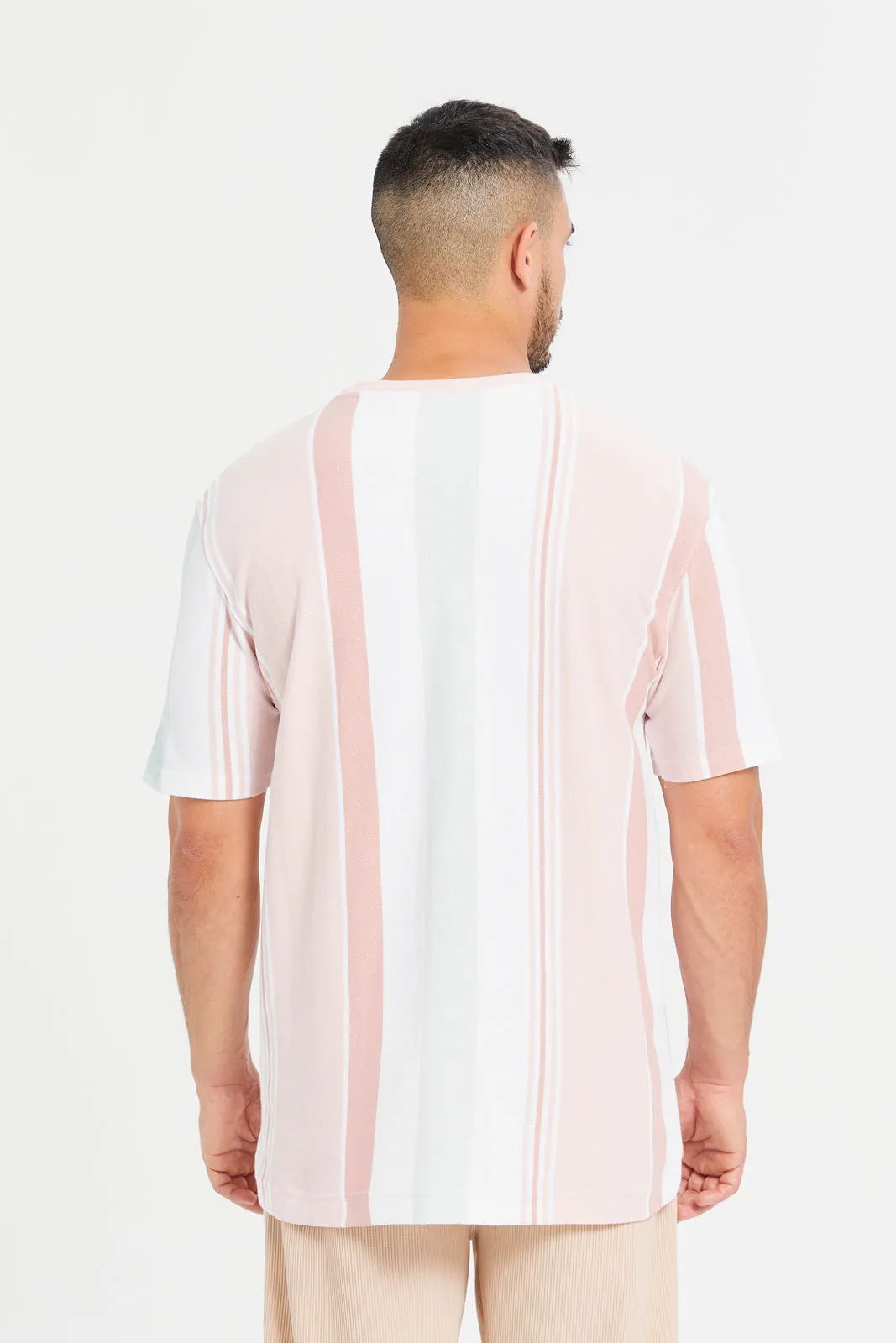 Men White Striped T-Shirt sold by Redtag product image thumbnail 3