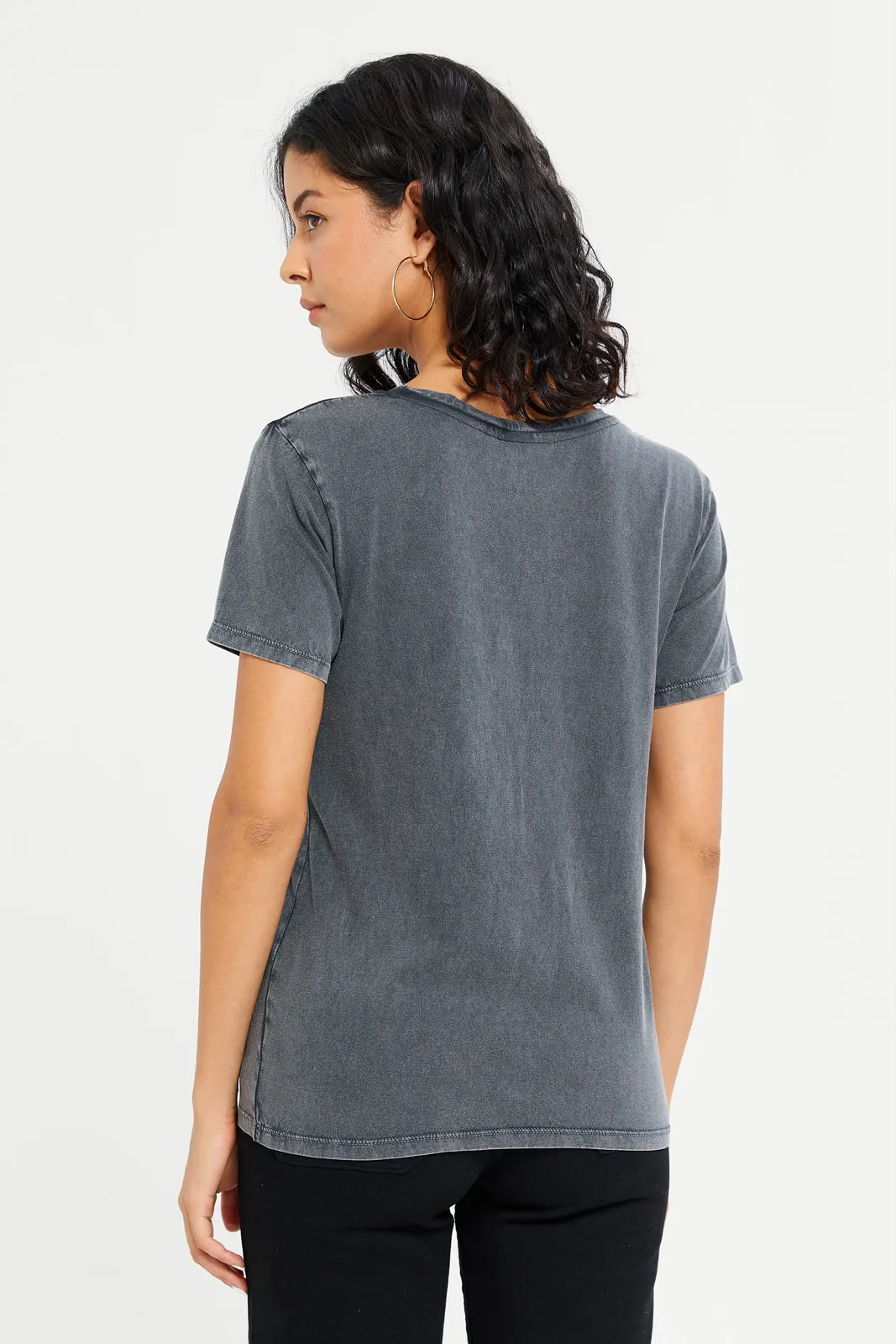 Women Charcoal Power Puff Printed T-Shirt sold by Redtag product image thumbnail 3