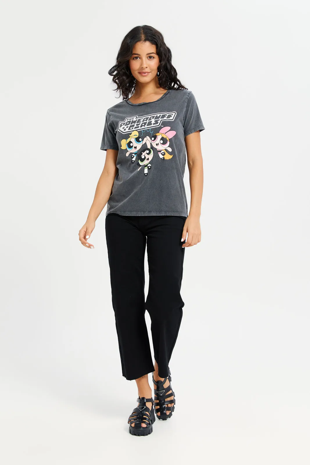 Women Charcoal Power Puff Printed T-Shirt sold by Redtag product image thumbnail 2