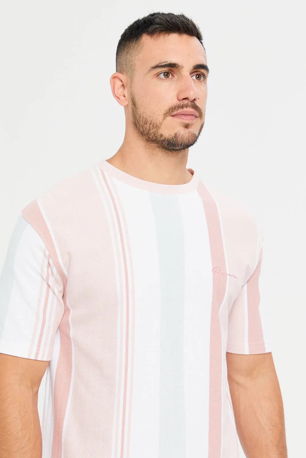 Men White Striped T-Shirt sold by Redtag product image thumbnail 4