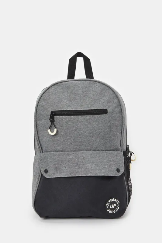 Men Grey And Black Printed Backpack sold by Redtag
