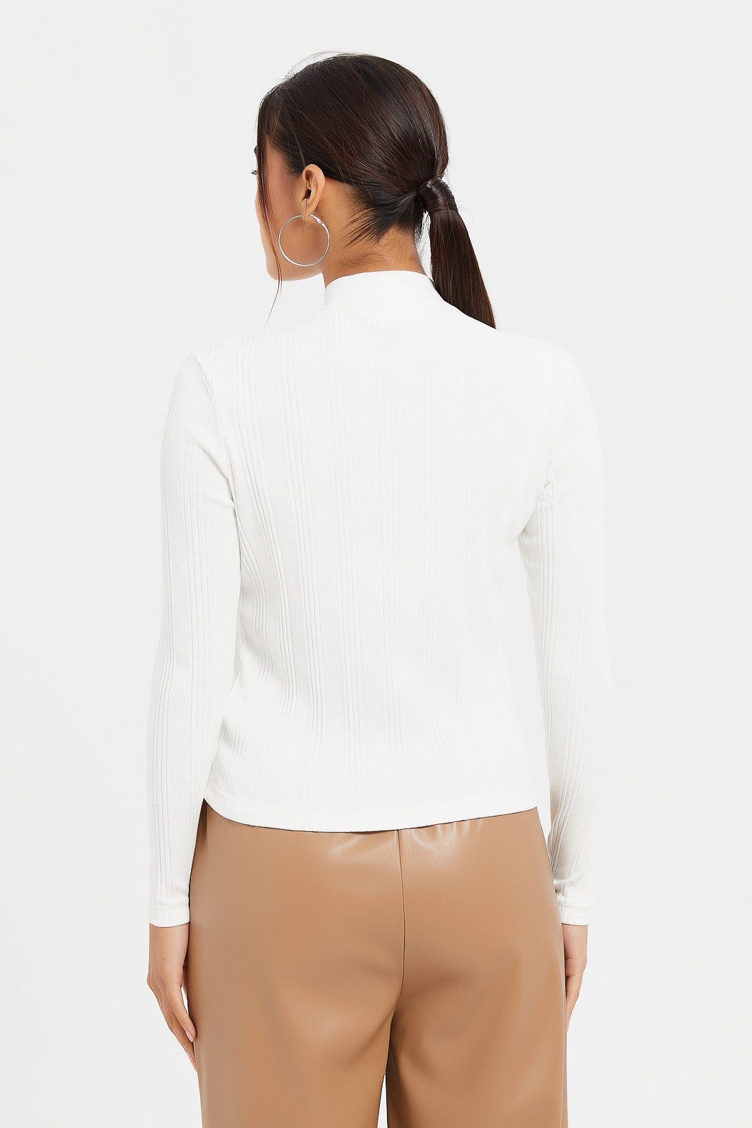 Women White Zip Textured Pullover sold by Redtag product image thumbnail 3