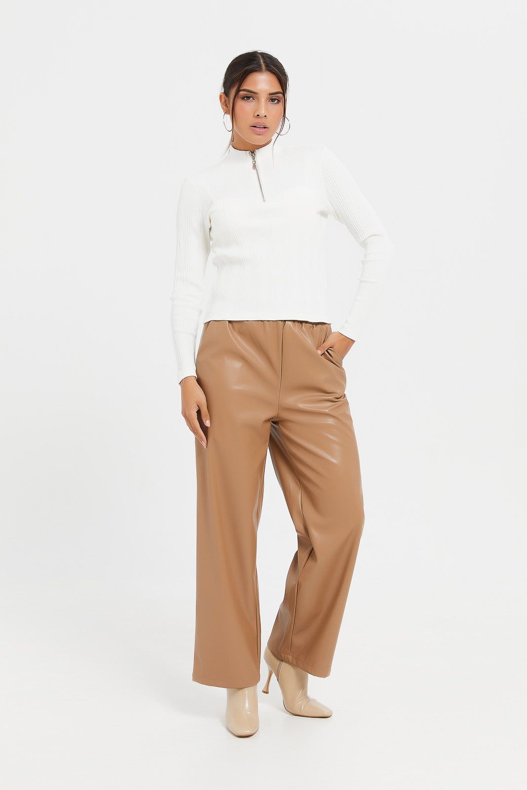 Women White Zip Textured Pullover sold by Redtag product image thumbnail 2