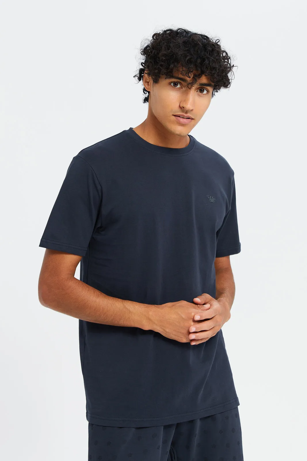 Men Charcoal T-Shirt And Shorts Pyjama Set (2 Piece) sold by Redtag product image thumbnail 2