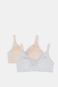Women Beige And Grey Non-Padded Bra Set (Pack Of 2) sold by Redtag