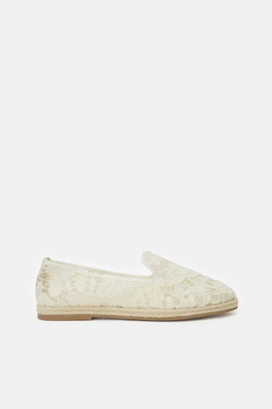 Women White Lace Espadrille sold by Redtag