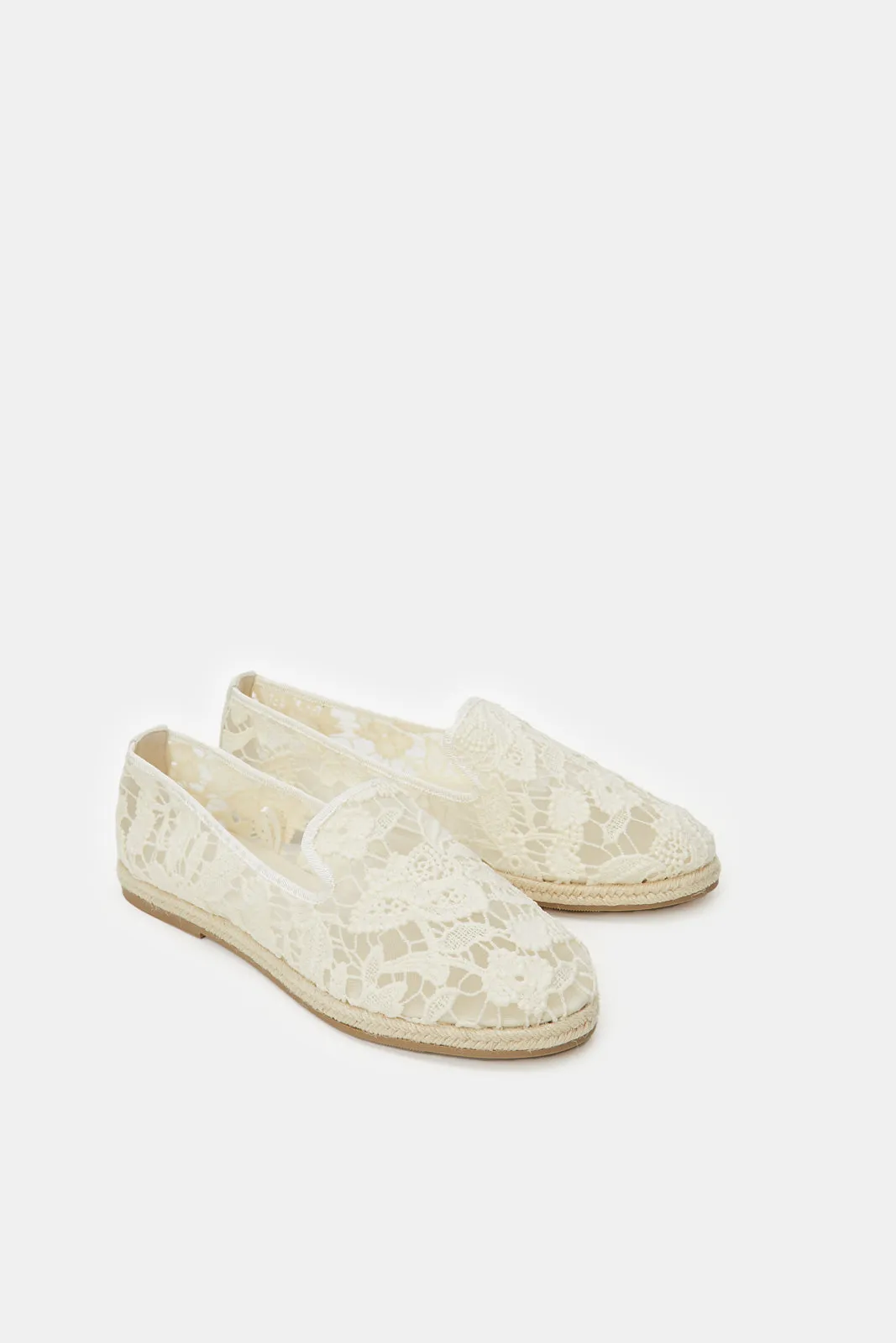 Women White Lace Espadrille sold by Redtag product image thumbnail 2
