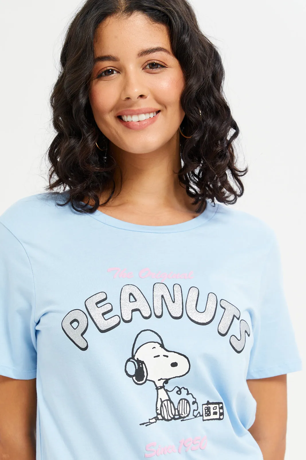 Women Blue Peanuts Printed T-Shirt sold by Redtag product image thumbnail 4