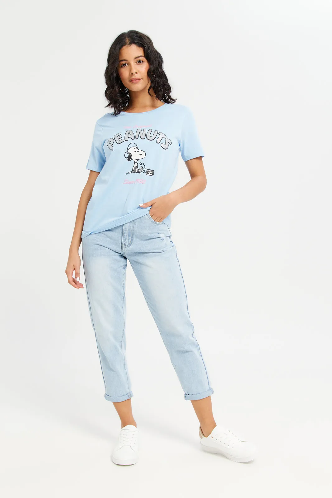 Women Blue Peanuts Printed T-Shirt sold by Redtag product image thumbnail 2