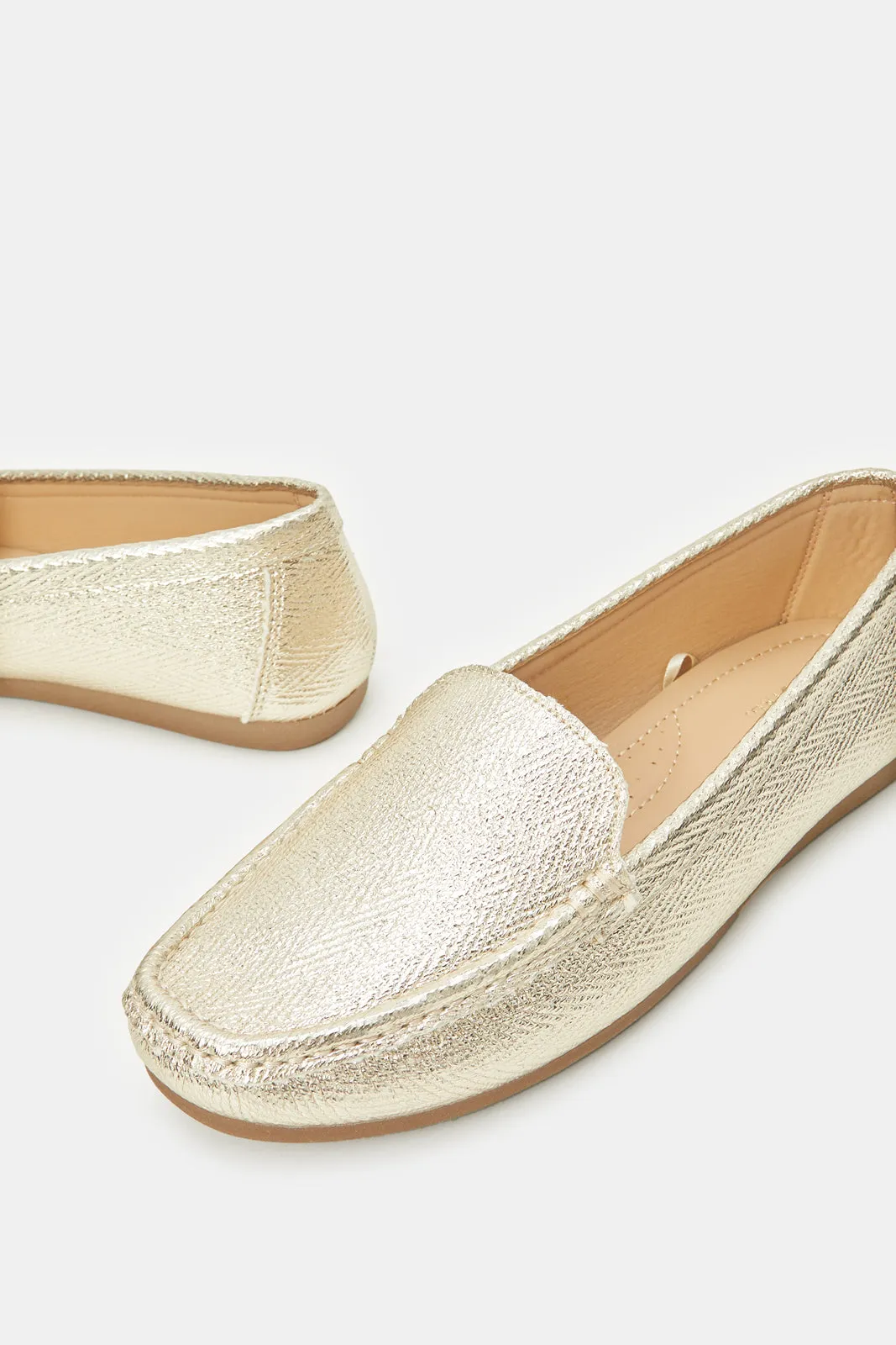 Women Gold Textured Moccasin sold by Redtag product image thumbnail 3