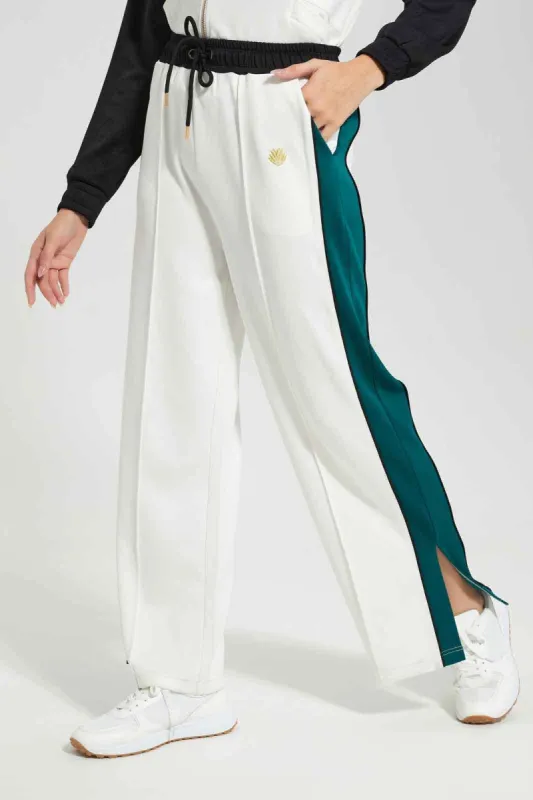 Women White And Green Color Block Active Pant sold by Redtag