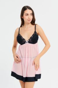 Women Pink And Black Embellished Babydoll sold by Redtag