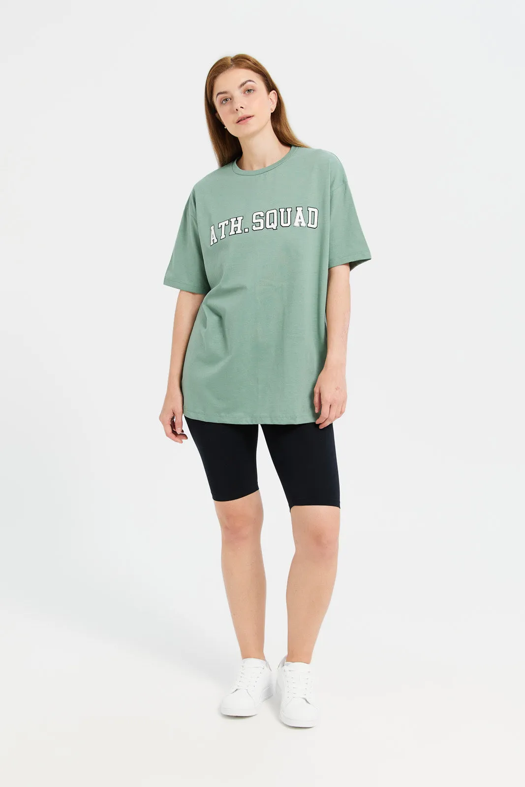 Women Mint Oversize With Placement Print T-Shirt sold by Redtag product image thumbnail 2