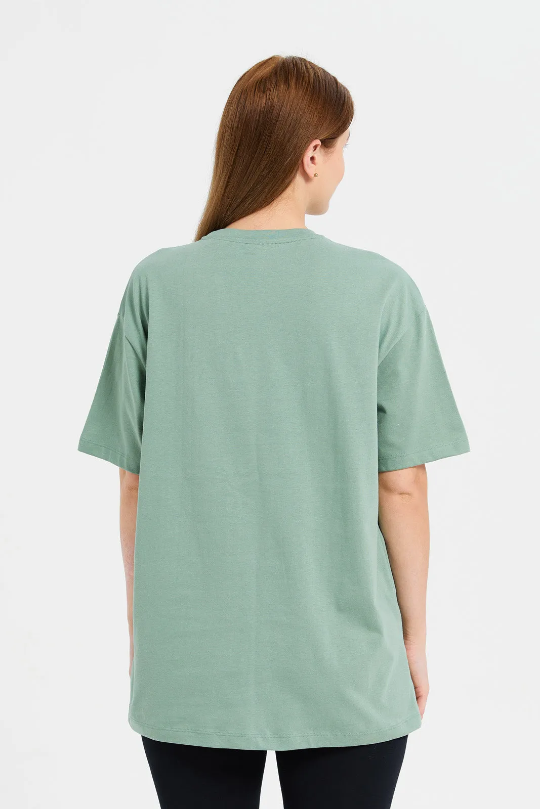 Women Mint Oversize With Placement Print T-Shirt sold by Redtag product image thumbnail 3