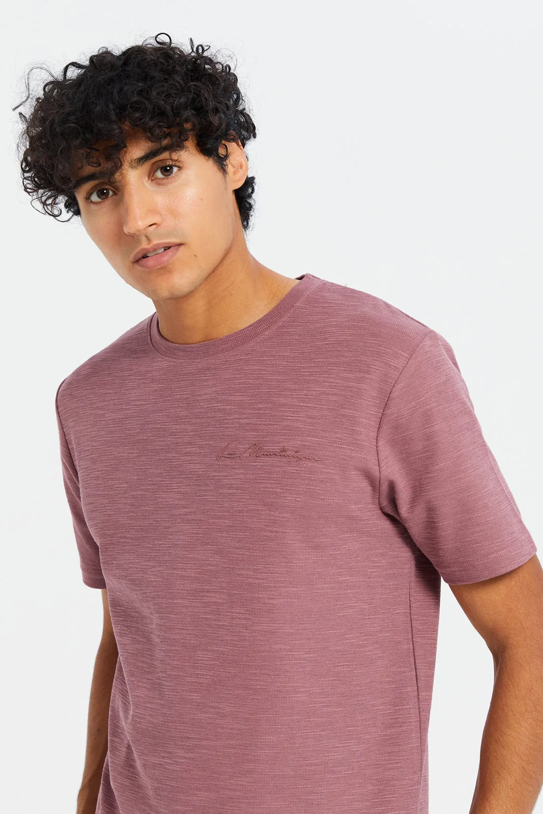 Men Purple Waffle Knit T-Shirt sold by Redtag product image thumbnail 4