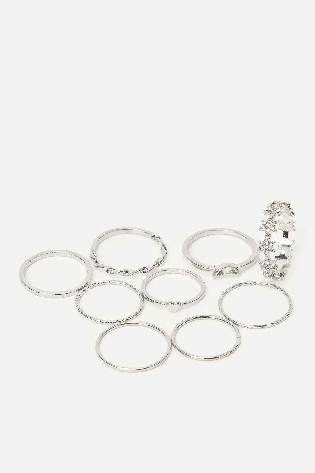 Women Silver Embellished Ring Set (9 Piece) sold by Redtag product image thumbnail 3