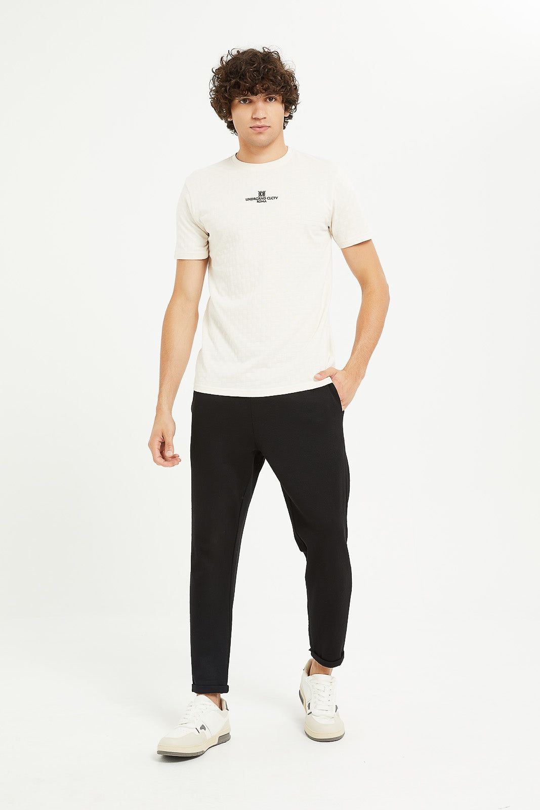 Men Beige Jacquard T-Shirt sold by Redtag product image thumbnail 2