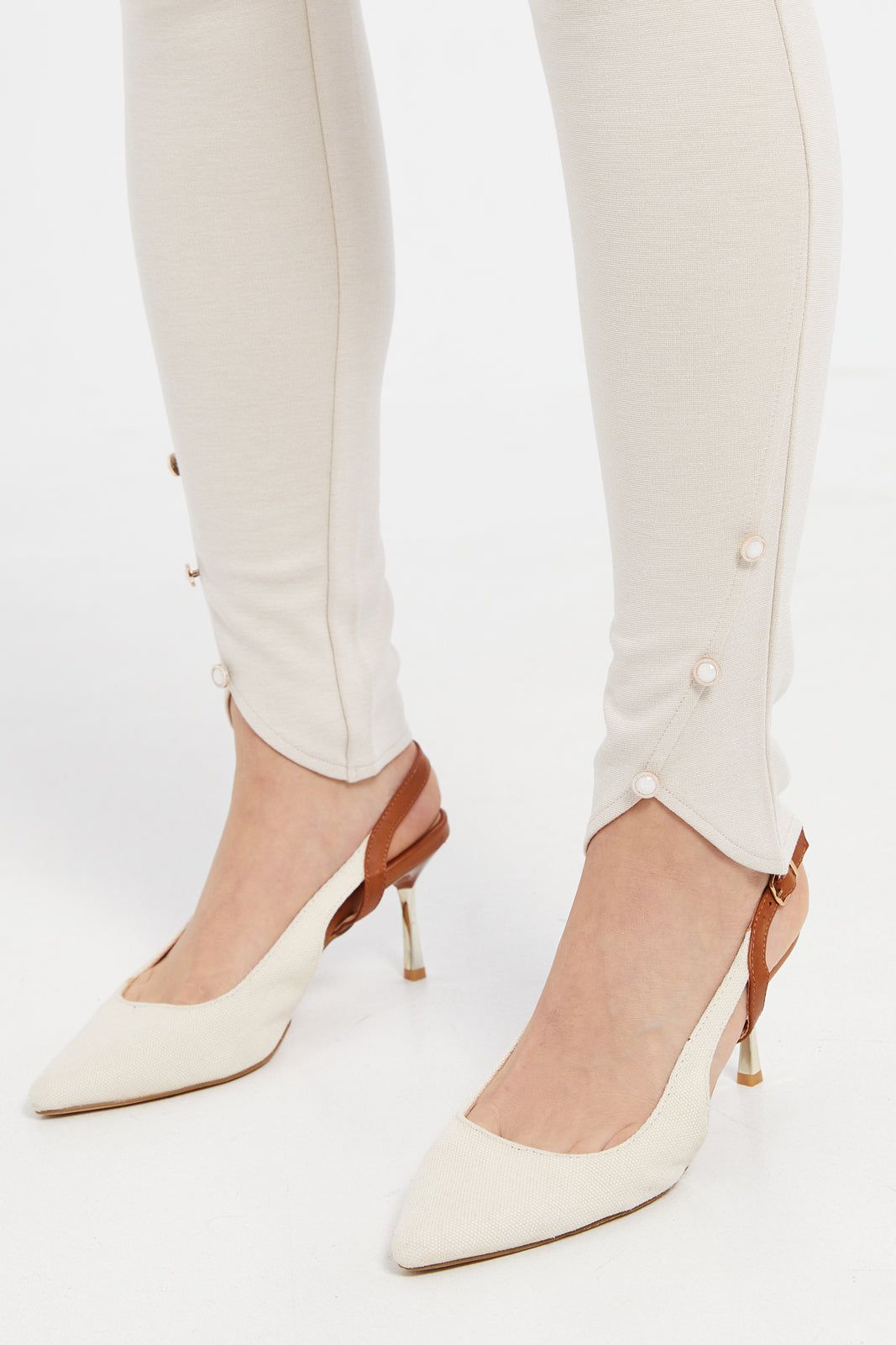 Women Ivory Multi Button Leggings sold by Redtag product image thumbnail 4