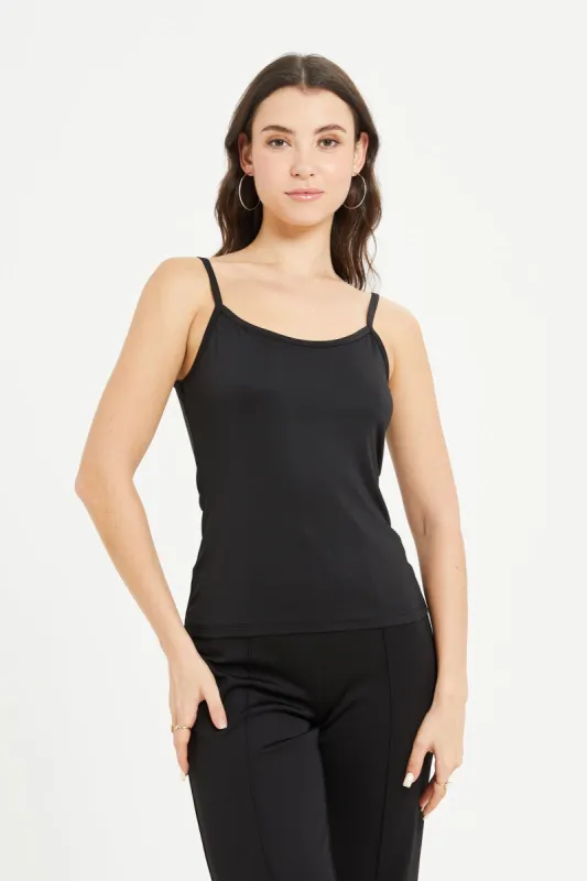 Women Black Strappy Stretch Vest sold by Redtag