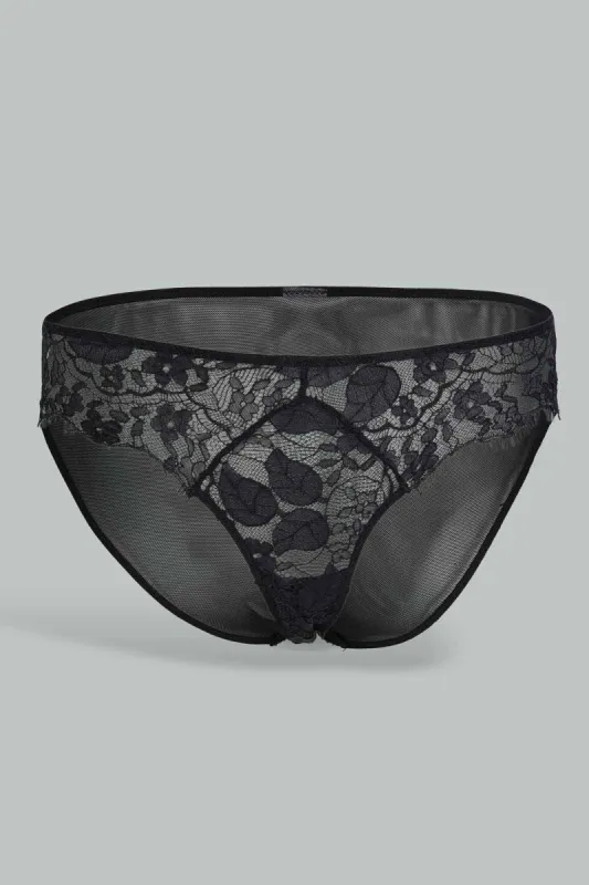 Women Black Lace Bikini Brief sold by Redtag