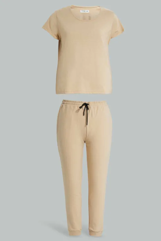 Beige Pyjama Set For Women(2 Piece) sold by Redtag