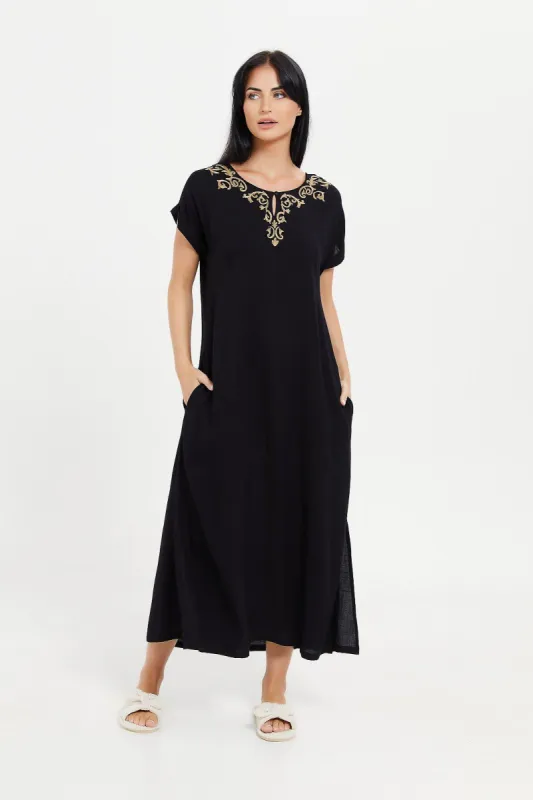 Women Black Embellished Nightgown sold by Redtag