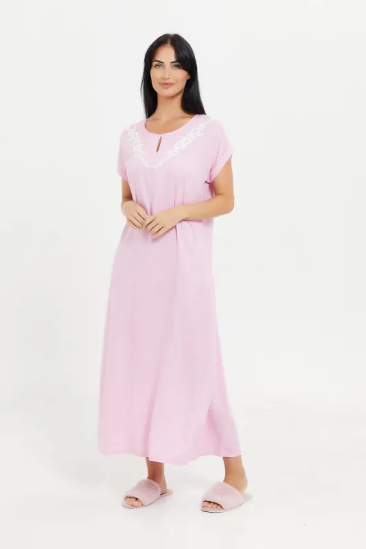 Women Pink Embellished Nightgown sold by Redtag
