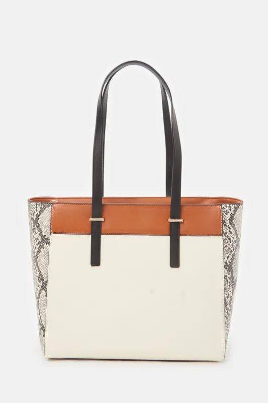 Women Beige Embellished Tote Bag sold by Redtag