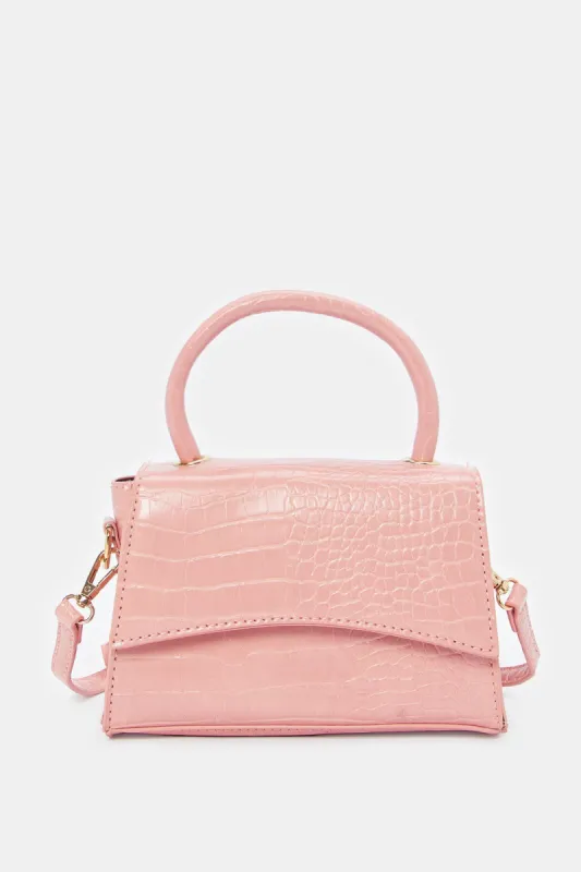 Women Pink Textured Crossbody Bag sold by Redtag