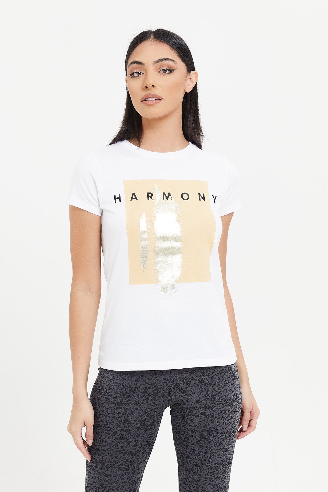 Women White Harmony Foil T-Shirt sold by Redtag