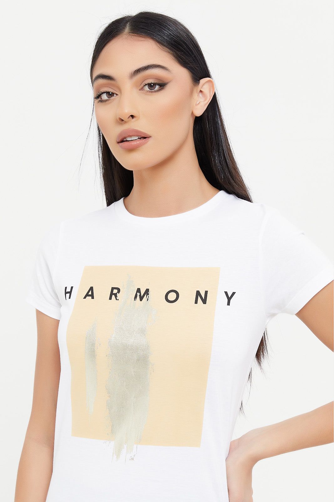 Women White Harmony Foil T-Shirt sold by Redtag product image thumbnail 4