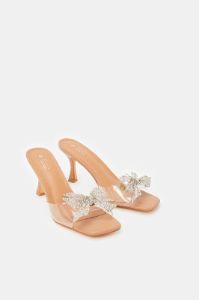 Women Beige Bow Trim Mule sold by Redtag
