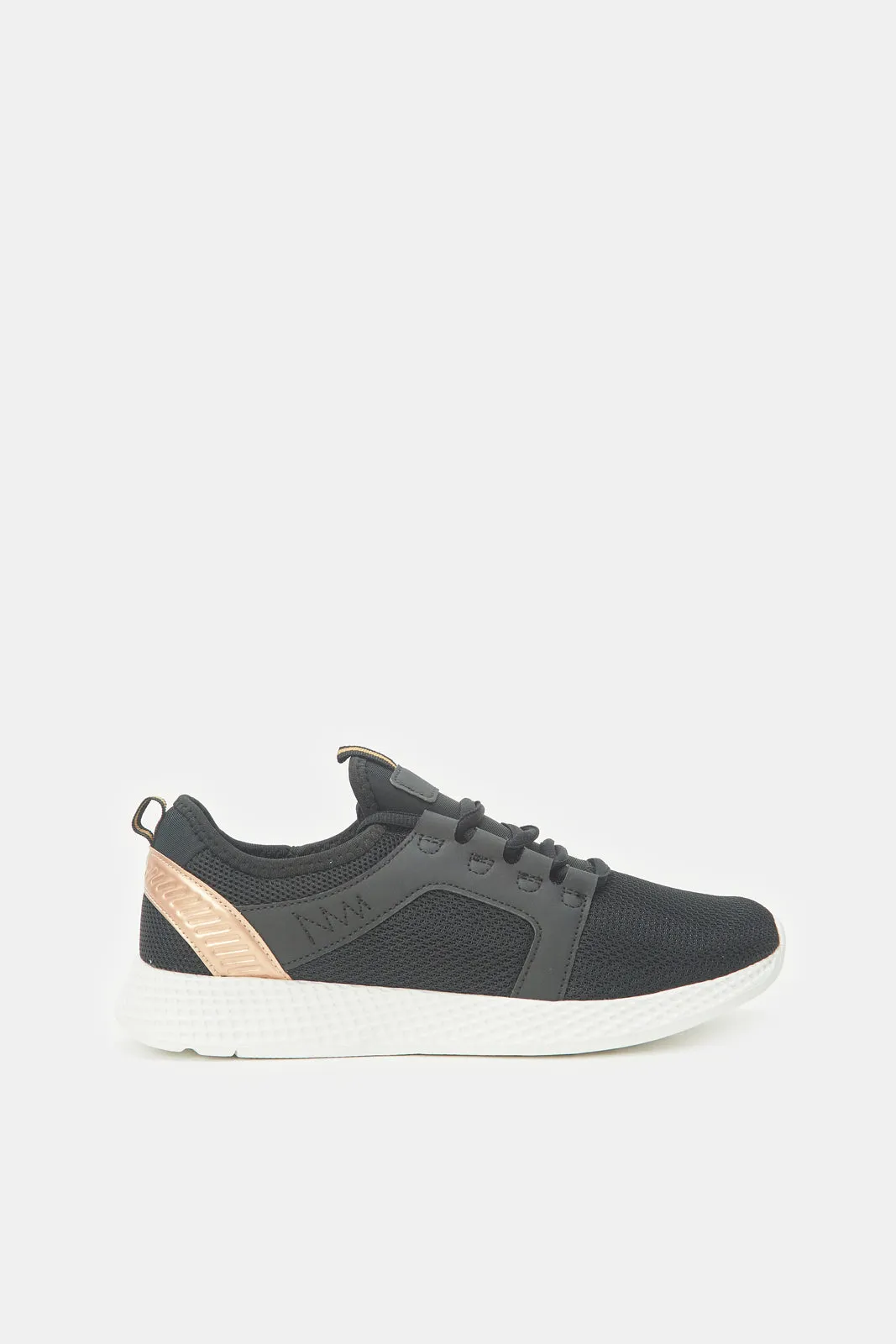 Women Black Lace Up Sneakers sold by Redtag