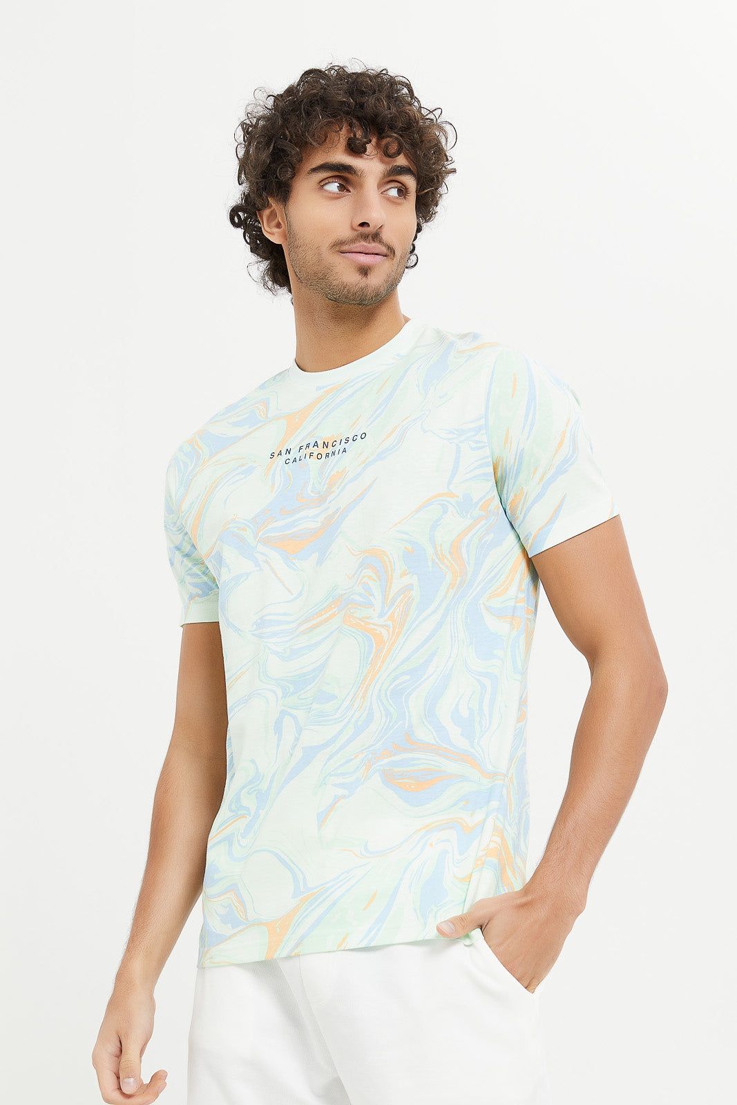 Men Marbel Print T-Shirt sold by Redtag