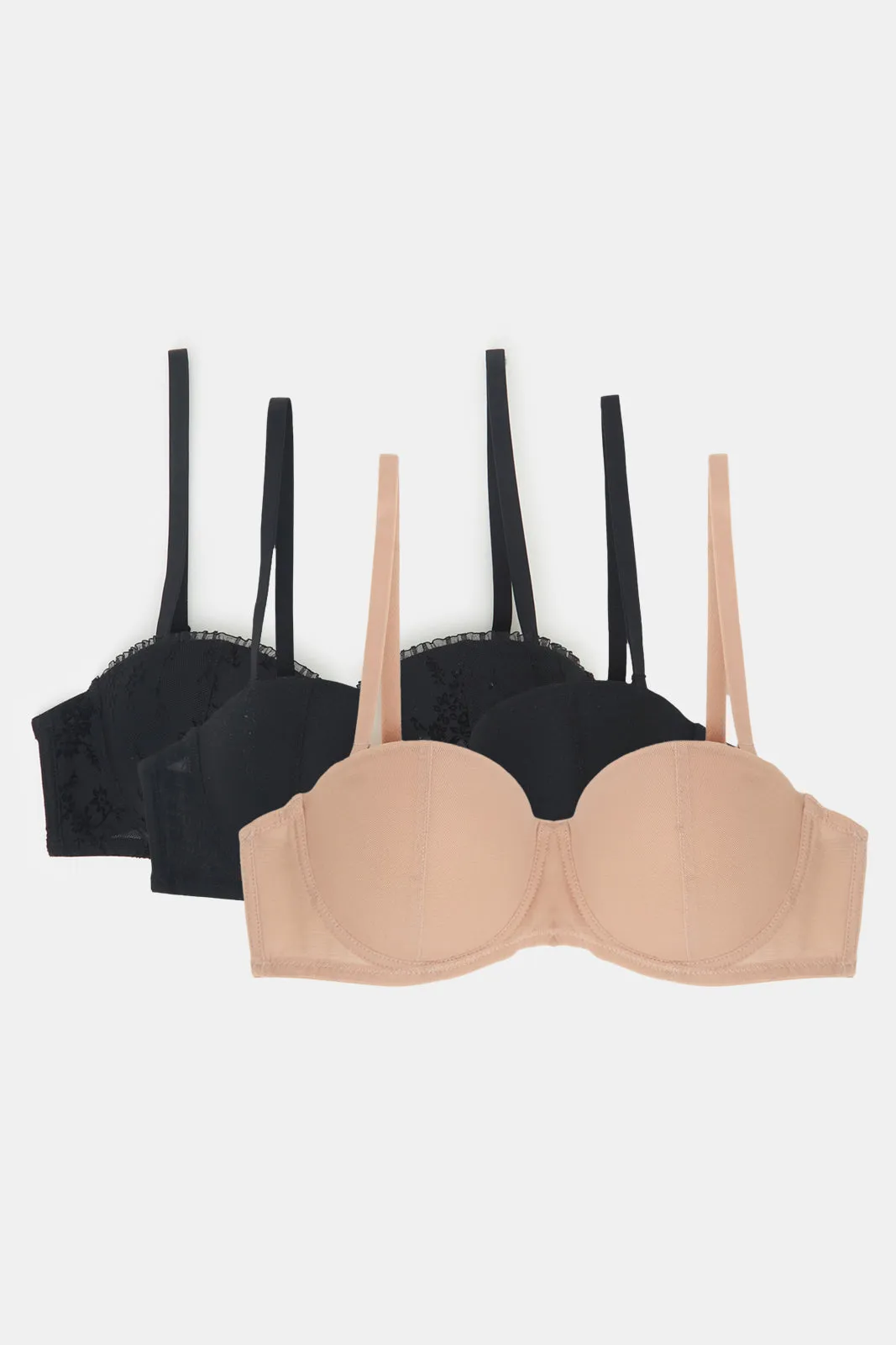 Women Beige And Black Balconette Bras (Pack of 3) sold by Redtag product image thumbnail 5