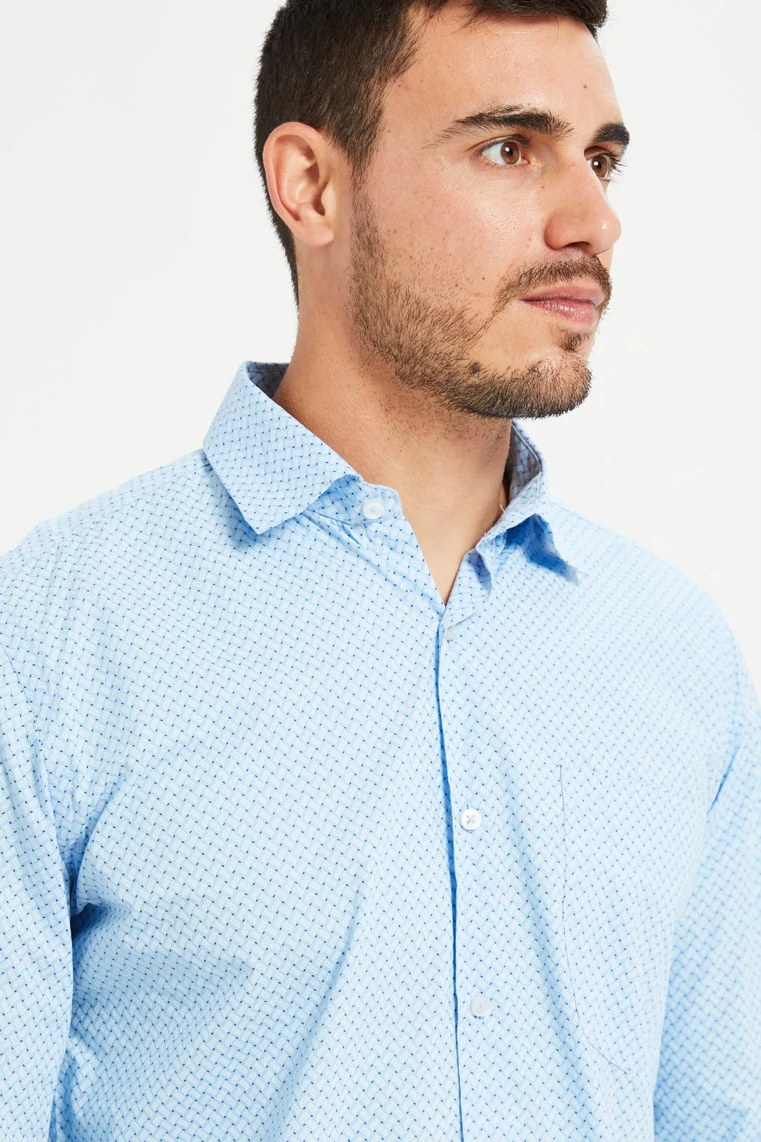 Men Blue Printed Formal Shirt sold by Redtag product image thumbnail 4