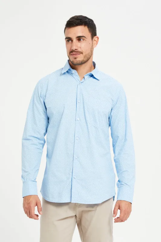 Men Blue Printed Formal Shirt sold by Redtag