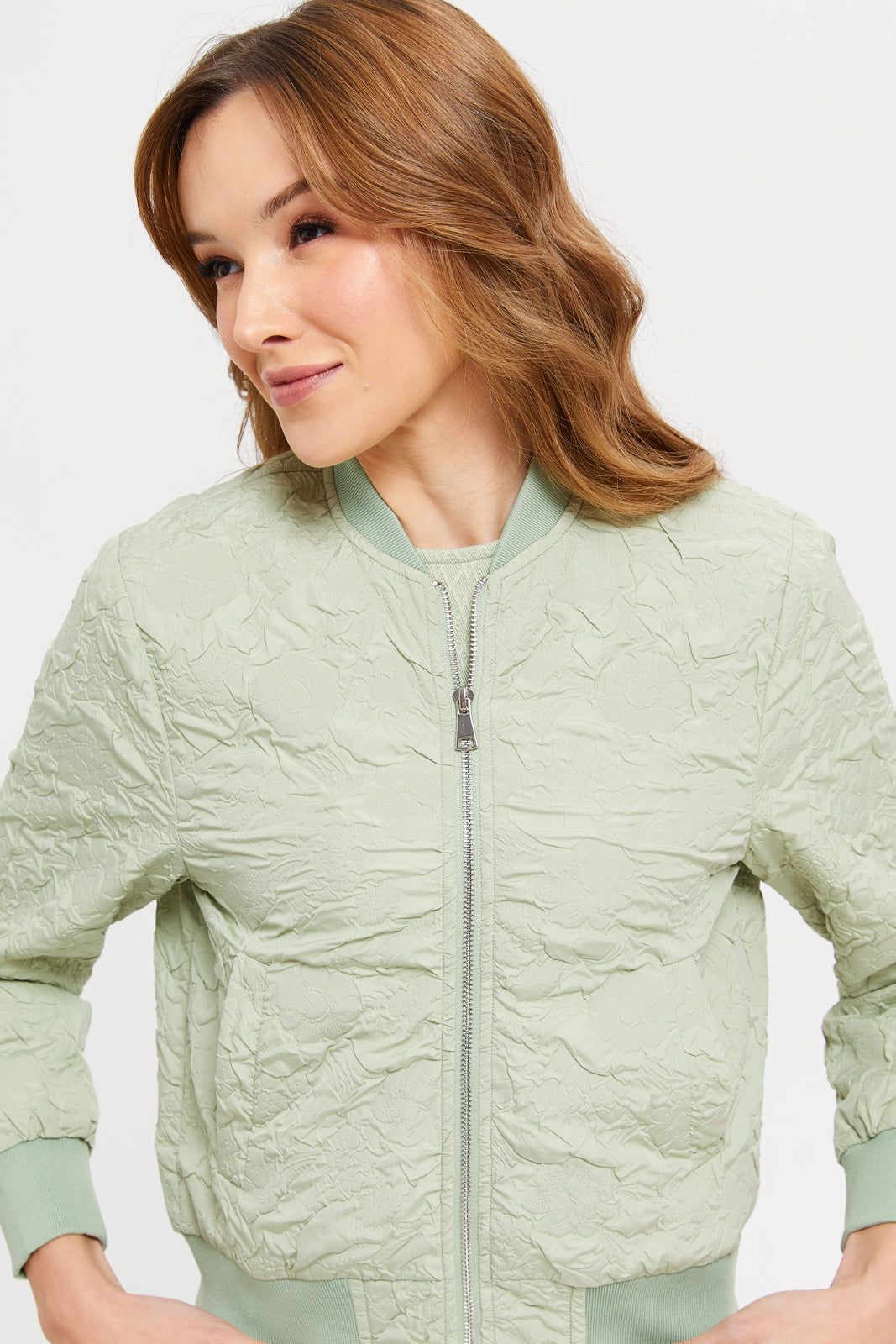 Women Mint Textured Bomber Jacket sold by Redtag product image thumbnail 4