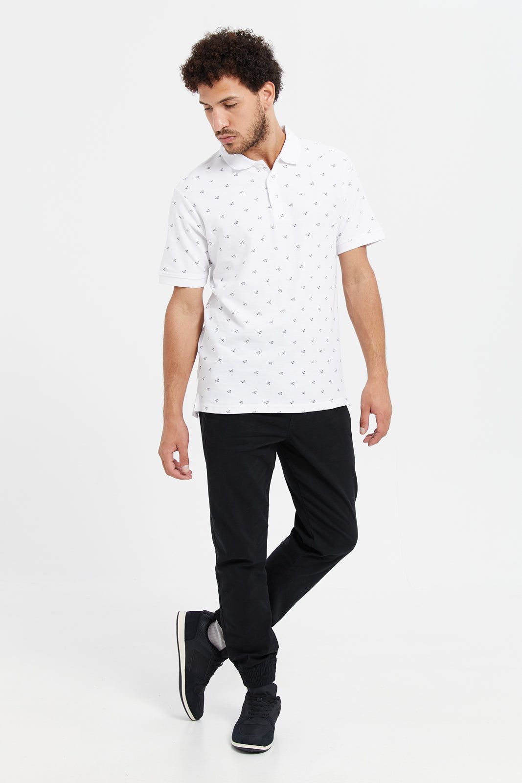 Men White Printed Polo Shirt sold by Redtag product image thumbnail 2