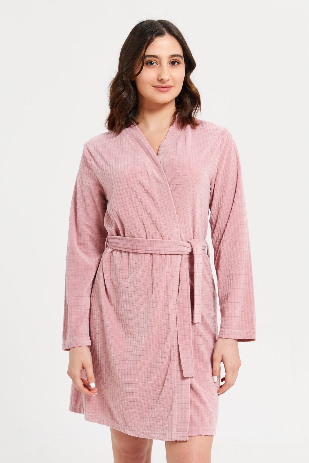 Women Pink Jacquard Robe sold by Redtag