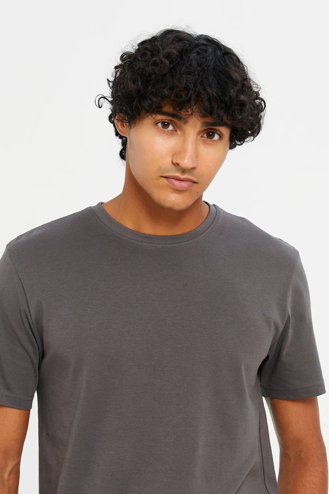 Men Charcoal Short Sleeved T-Shirt sold by Redtag product image thumbnail 4
