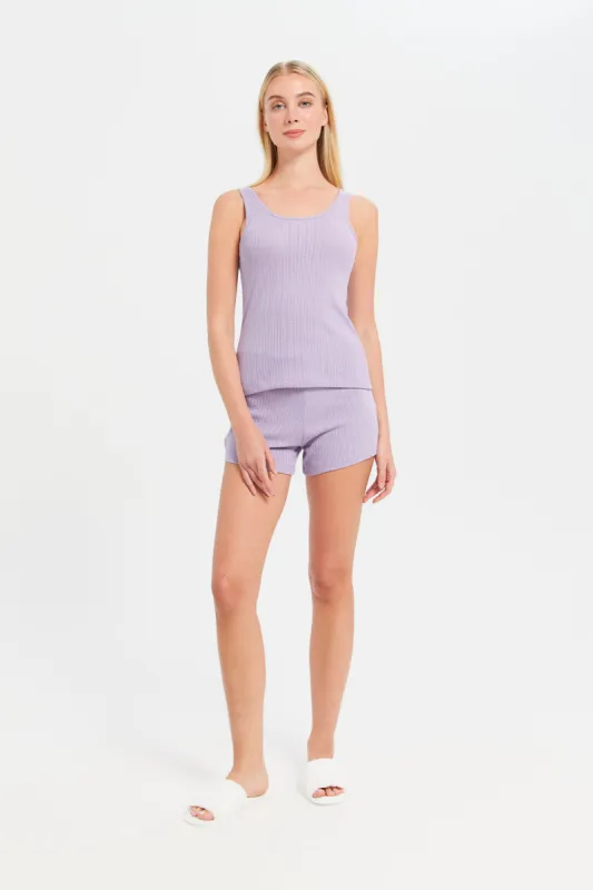 Women Lilac Embossed Cami Set (2 Piece) sold by Redtag