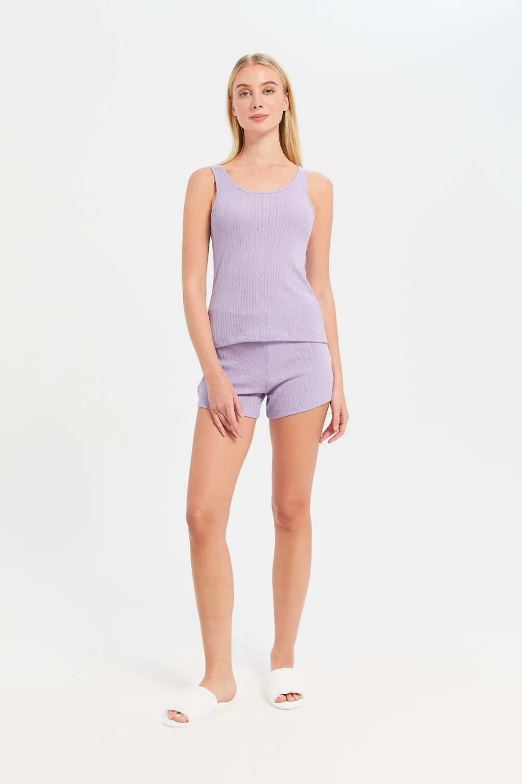 Women Lilac Embossed Cami Set (2 Piece) sold by Redtag