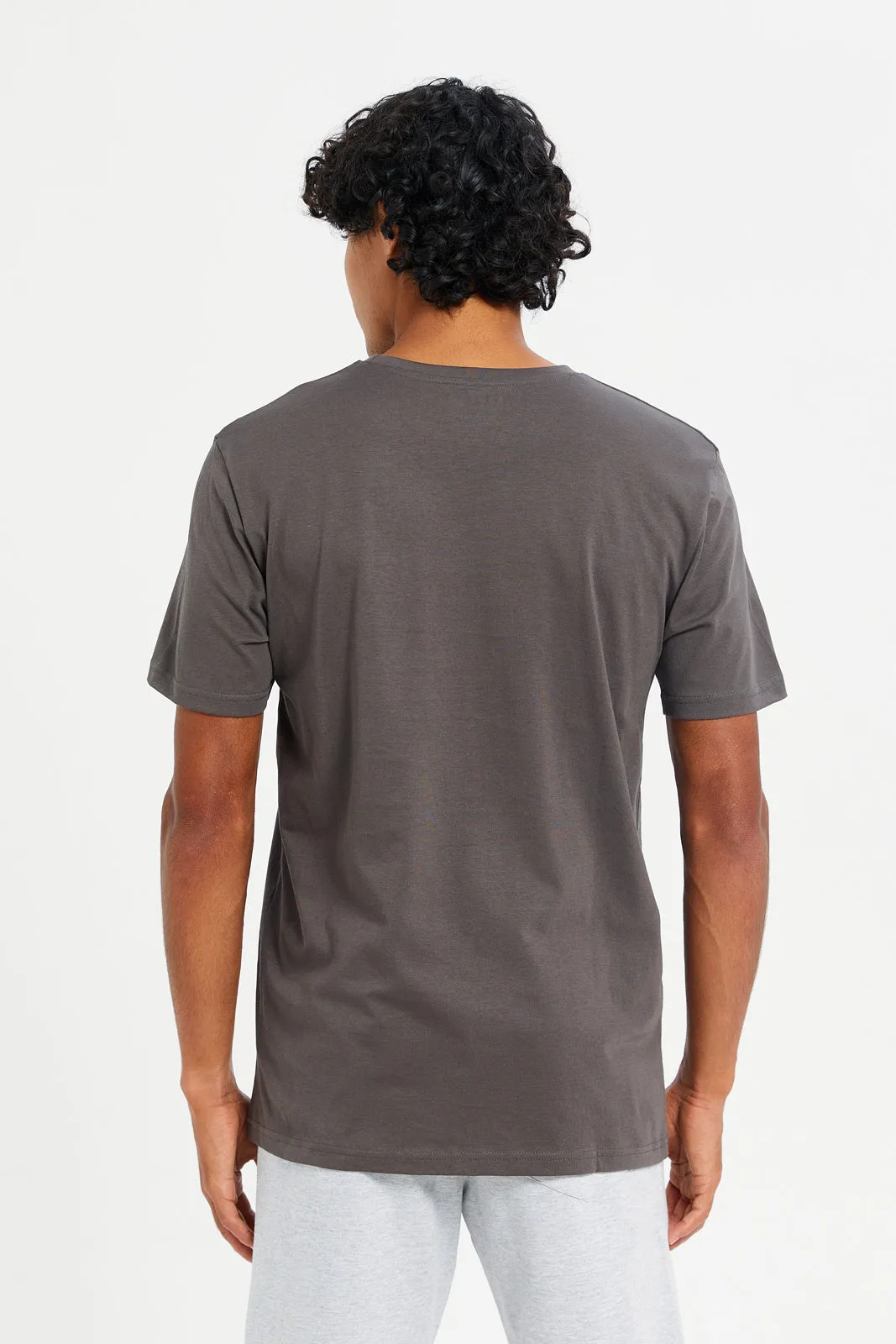 Men Charcoal Short Sleeved T-Shirt sold by Redtag product image thumbnail 3